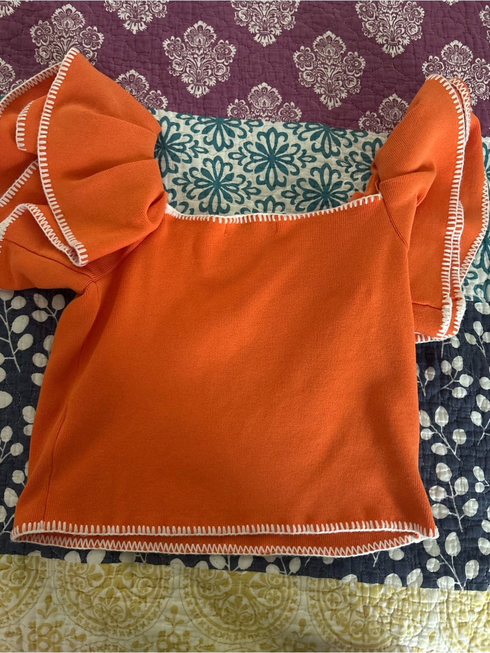 STRUT & BOLT
Embroidered Knit Top: Orange